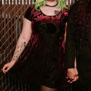 Black Craft Burgundy Damask Dress